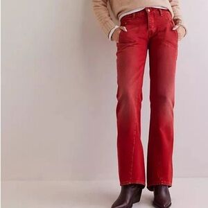 NWT We the Free Carnivale Low Rise Bootcut Jeans Hot Tamale Red  25